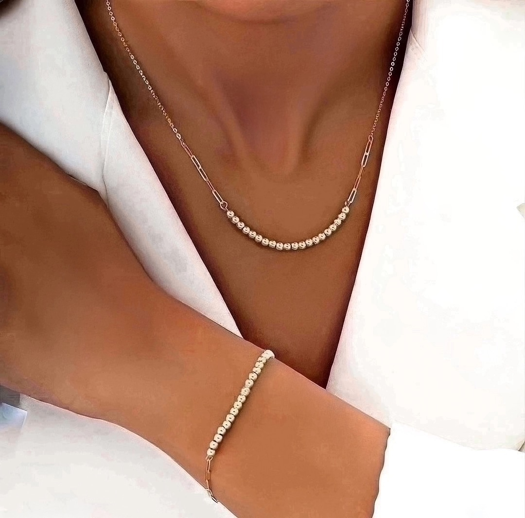 Halskette Gelbgold 18k - Zanjir Tala-e Morvarid (Goldperlenkette)