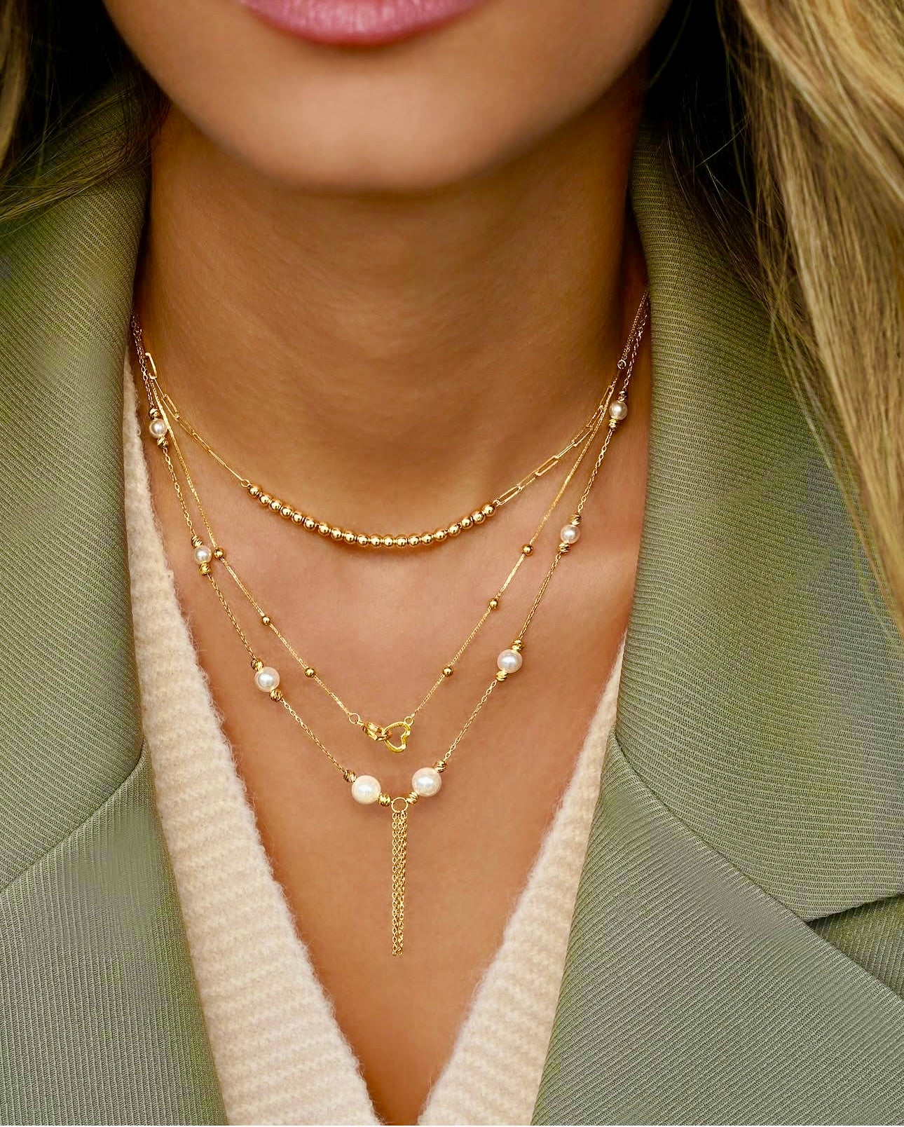 Halskette Gelbgold 18k - Zanjir Tala-e Morvarid (Goldperlenkette)