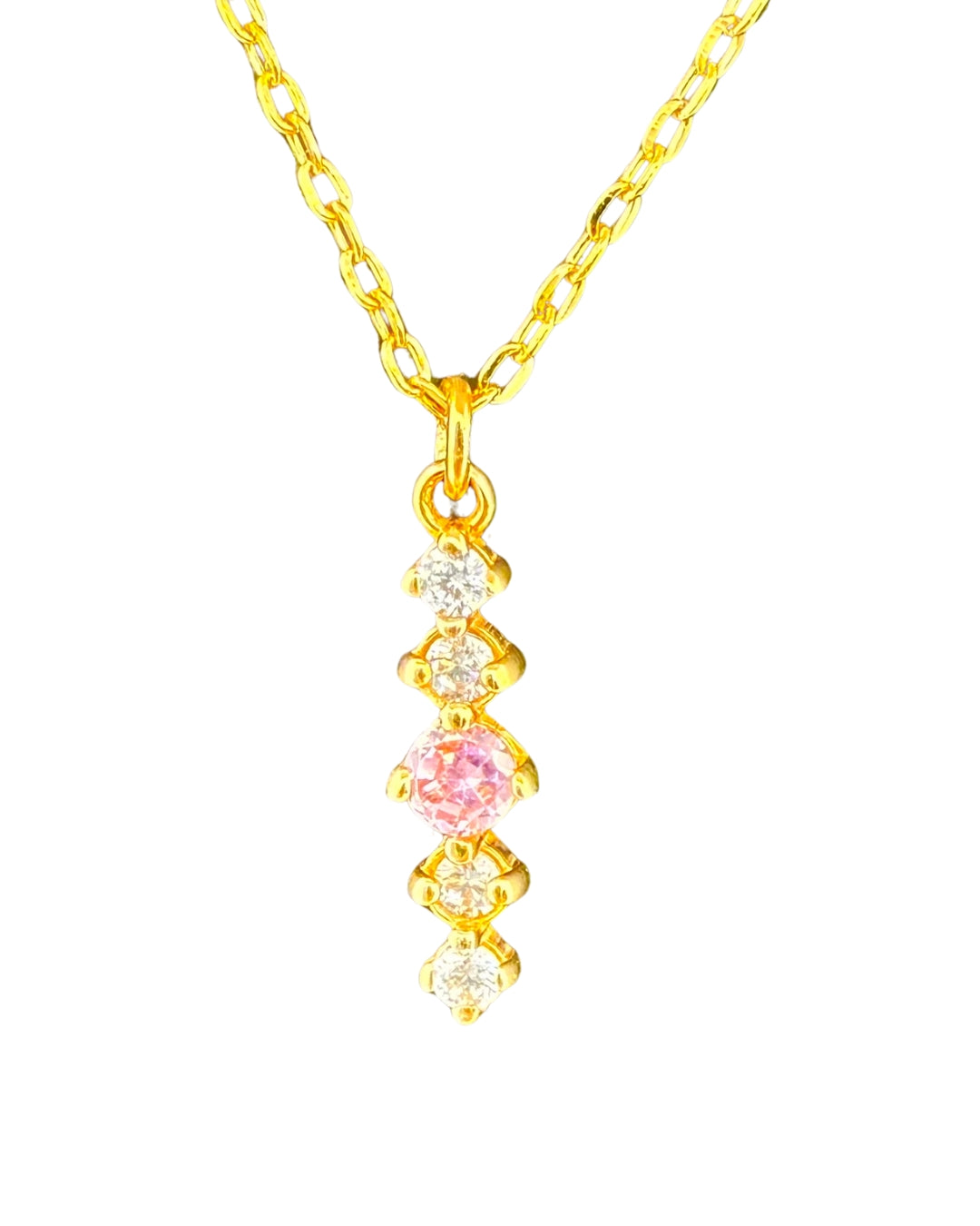 Anhänger aus 18k Gelbgold mit roséfarbenem und weißen Zirkonia – edel und handgefertigt.