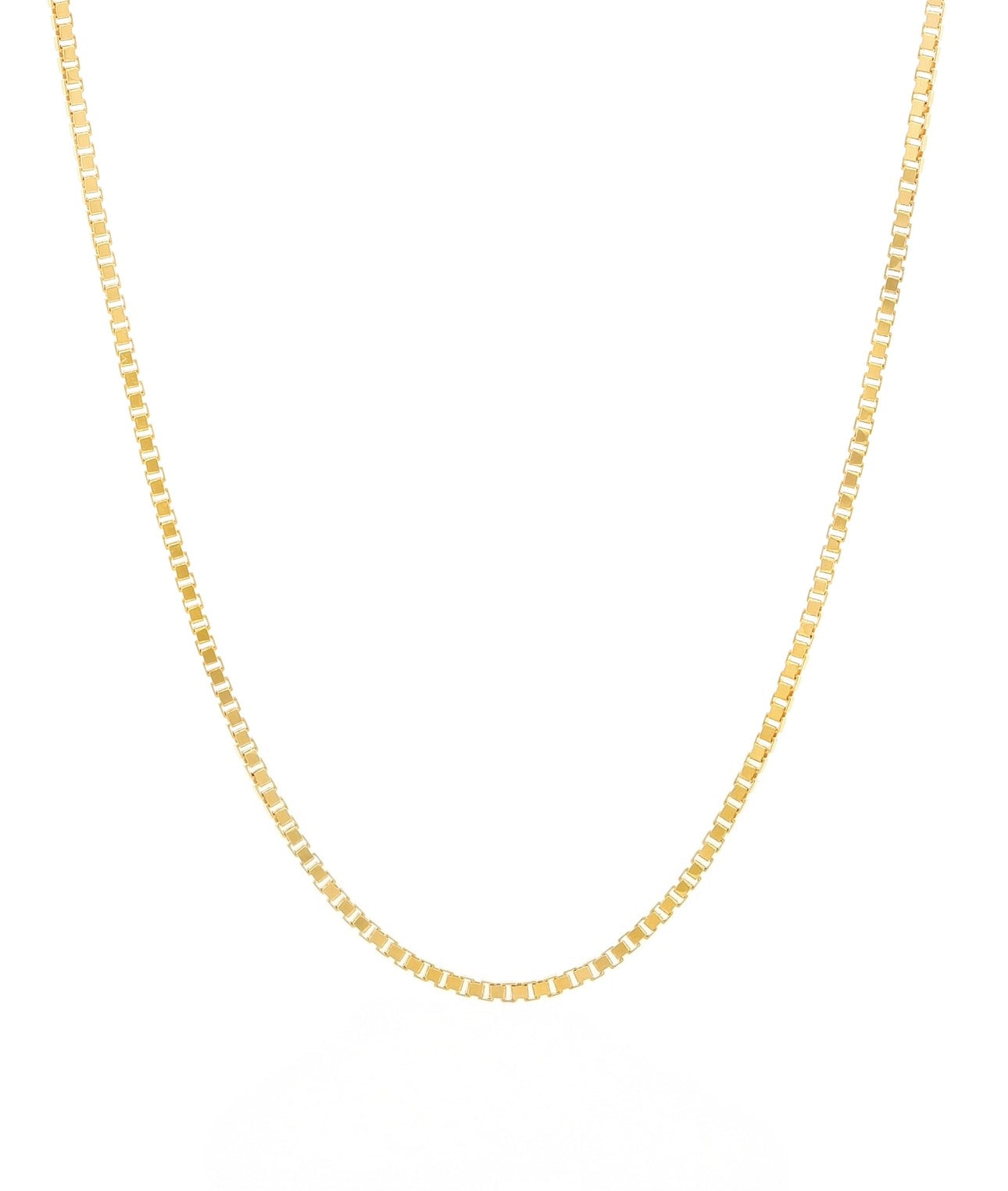 Venedig-Kette aus 18k Gelbgold – feine 1 mm breite Box Chain Kette mit quadratischen Gliedern, Länge wählbar