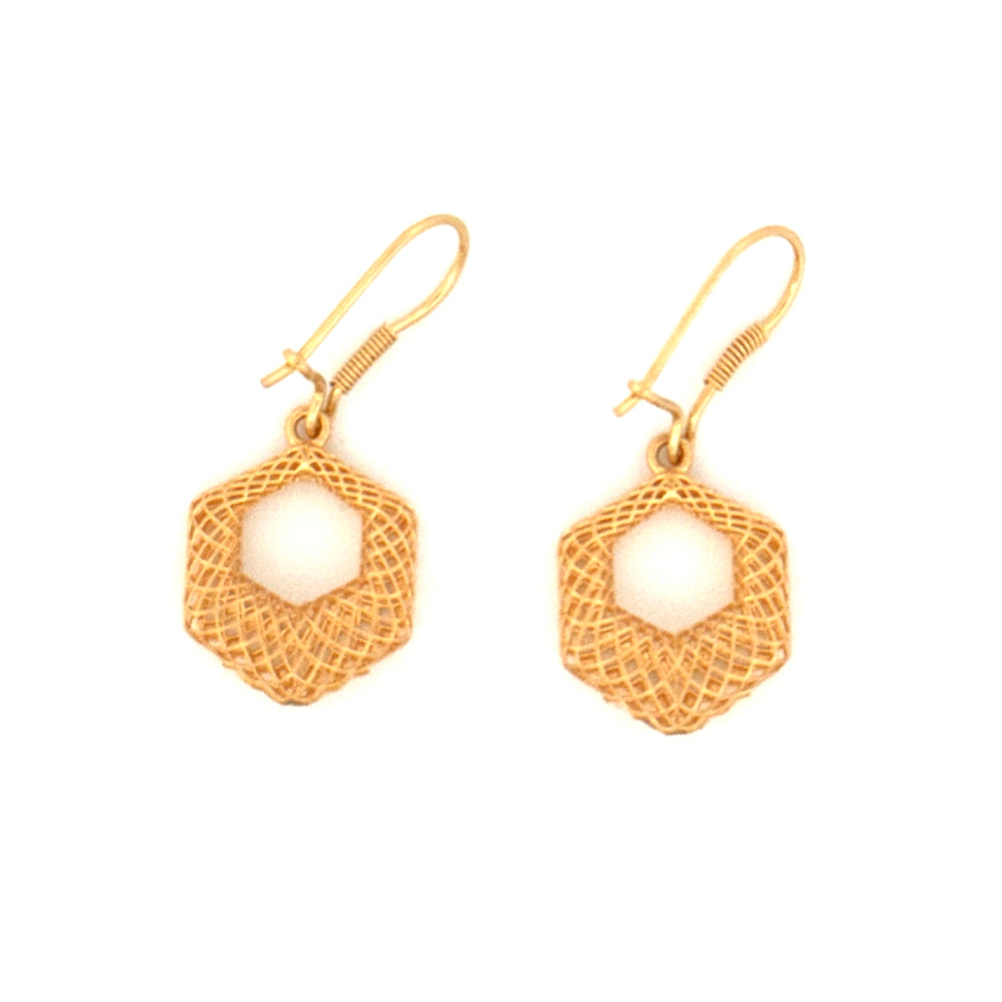 Ohrringe Gelbgold 18k - Shesh Goshah-ye Mushabbak (Sechseck aus Spitze)