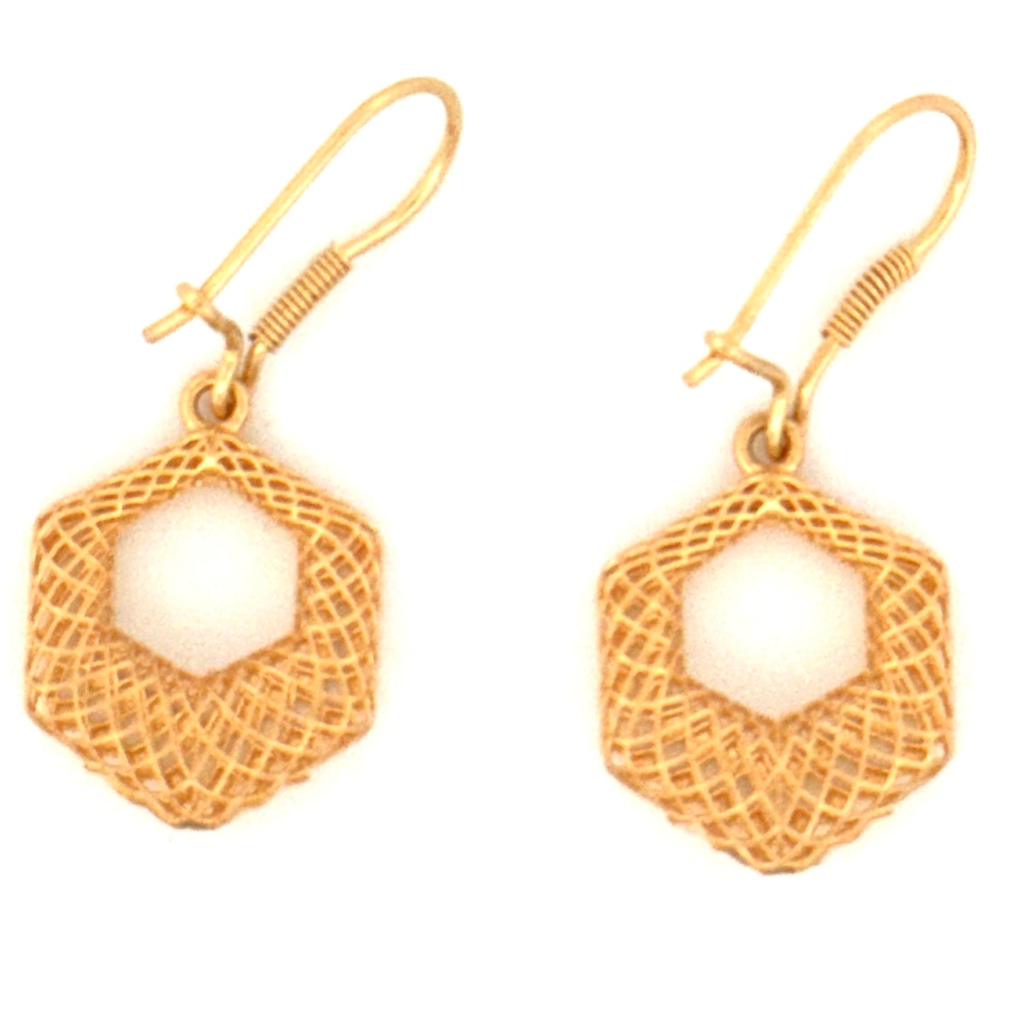 Ohrringe Gelbgold 18k - Shesh Goshah-ye Mushabbak (Sechseck aus Spitze)