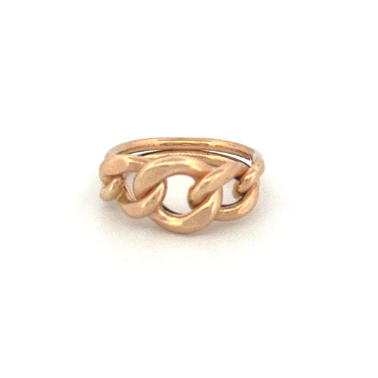 Ring aus 18k Gelbgold mit geschlossener Gliederform, mattes Finish, Grösse 56 – inspiriert von klassischer Kette