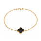 Armband aus 18k Gold mit graviertem Kleeblatt-Motiv – Modell Shabdar-e Do Rang, beidseitig tragbar (schwarze Seite)