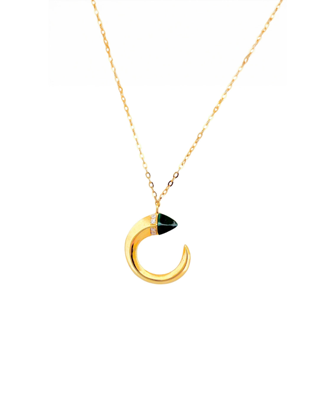 Handgefertigte Halskette aus 18k Gelbgold mit grünem Malachit-Anhänger – inspiriert von persischer Natur-Symbolik