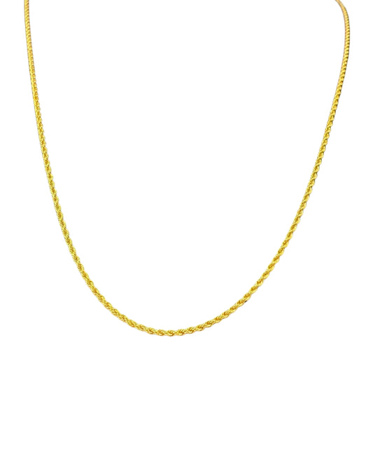 18k Goldkette im Kordeldesign – Modell Tanab-e Tala, klassische Rundkordel mit feiner Drehung