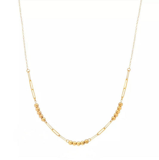 Zarte 18k Goldkette mit feinen Kugeln und Gliedern – Modell Gohar-ha va Halqeh-ha, verstellbar und handgefertigt