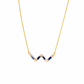 Feine Halskette aus 18k Gelbgold mit W-förmigem Cassiopeia-Anhänger in Blau – 41.5 cm Länge