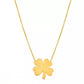 Halskette aus 18k Gelbgold mit Kleeblatt-Anhänger – 2 cm, getragen an feiner 42 cm Kette
