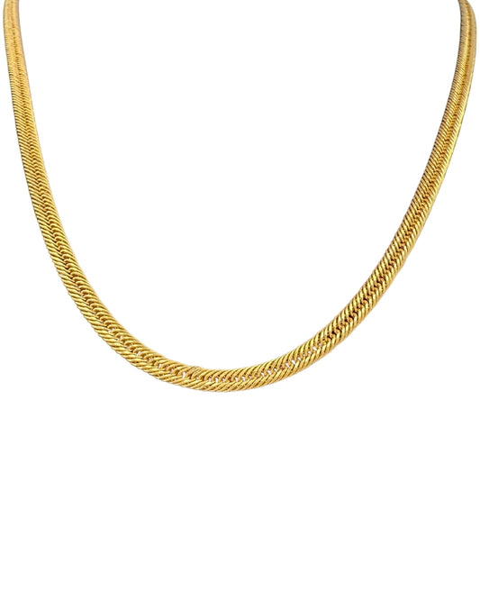 18k Spiegelpanzerkette Talā-ye Tanideh – flach geschliffen, 3 mm breit, 55 cm lang, gewebte Optik in Gold