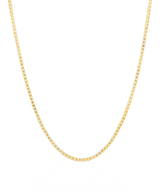 Venedig-Kette aus 18k Gelbgold – feine 1 mm breite Box Chain Kette mit quadratischen Gliedern, Länge wählbar