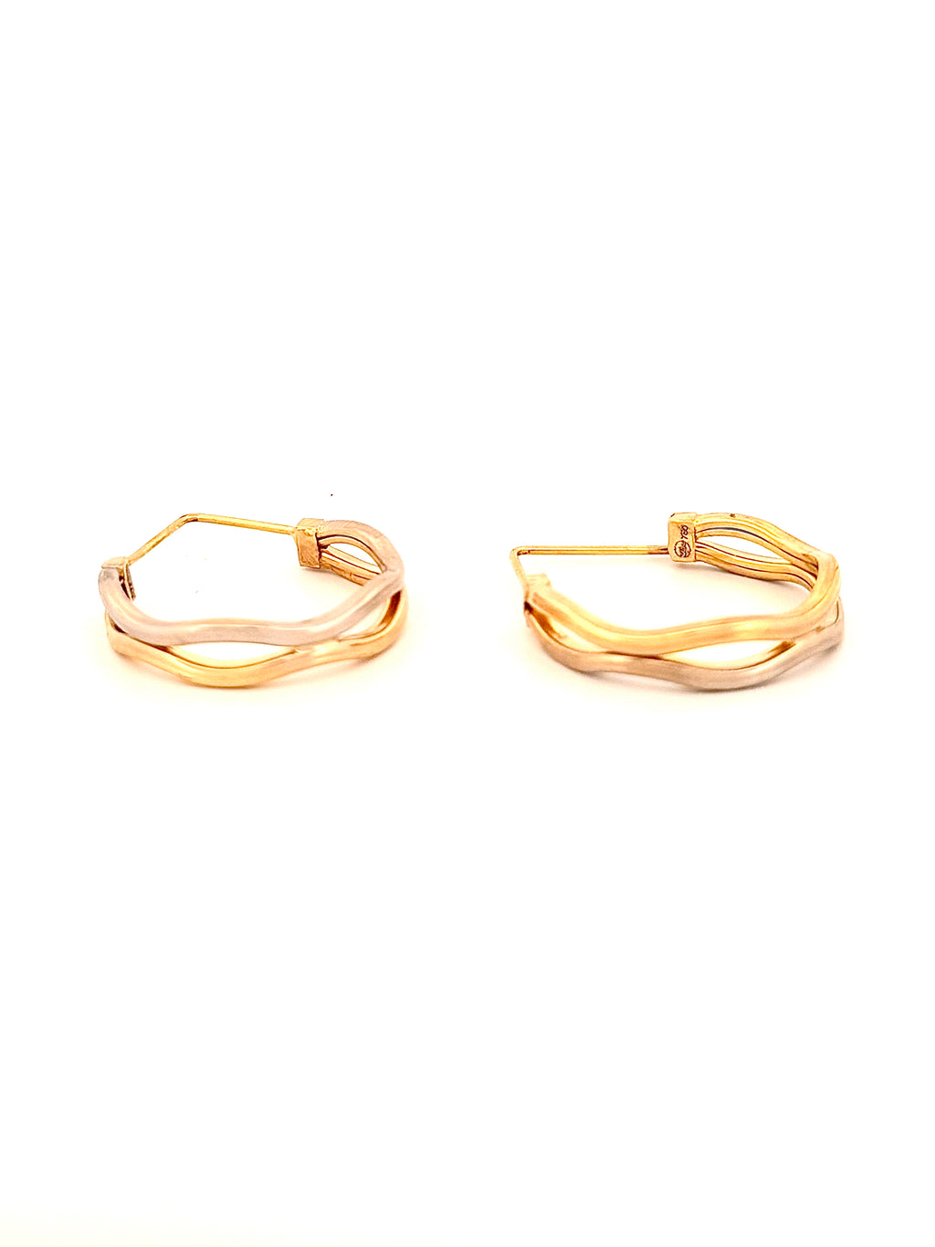 Ohrringe Gelbgold & Weissgold 18k - Mowj (Welle)