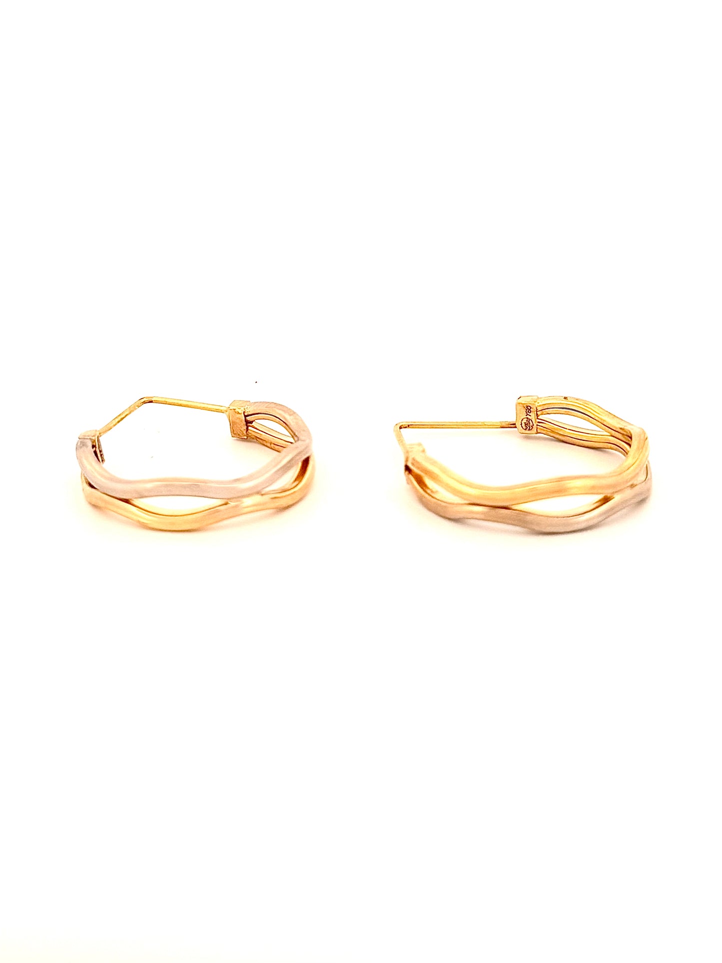 Ohrringe Gelbgold & Weissgold 18k - Mowj (Welle)