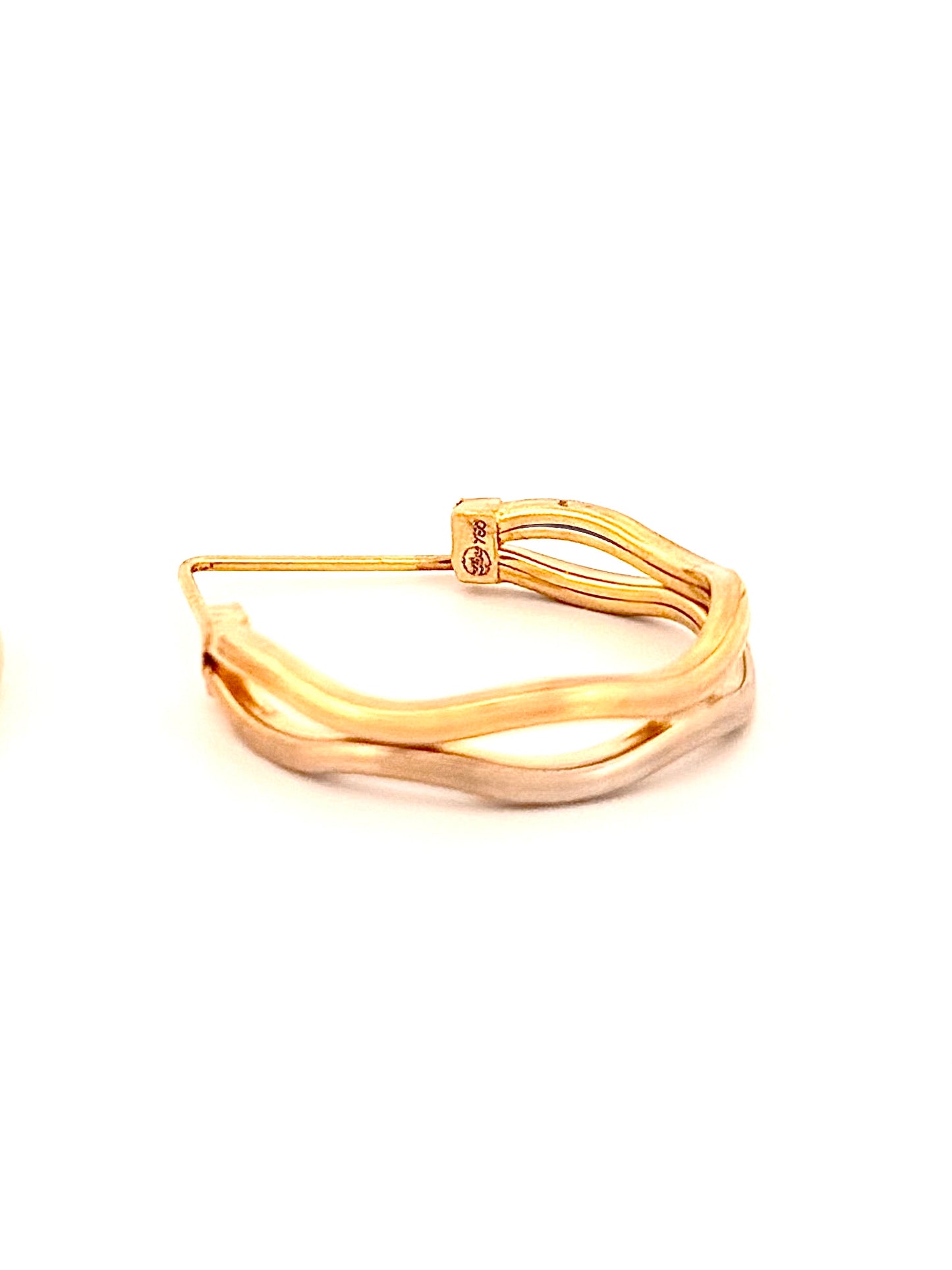 Ohrringe Gelbgold & Weissgold 18k - Mowj (Welle)