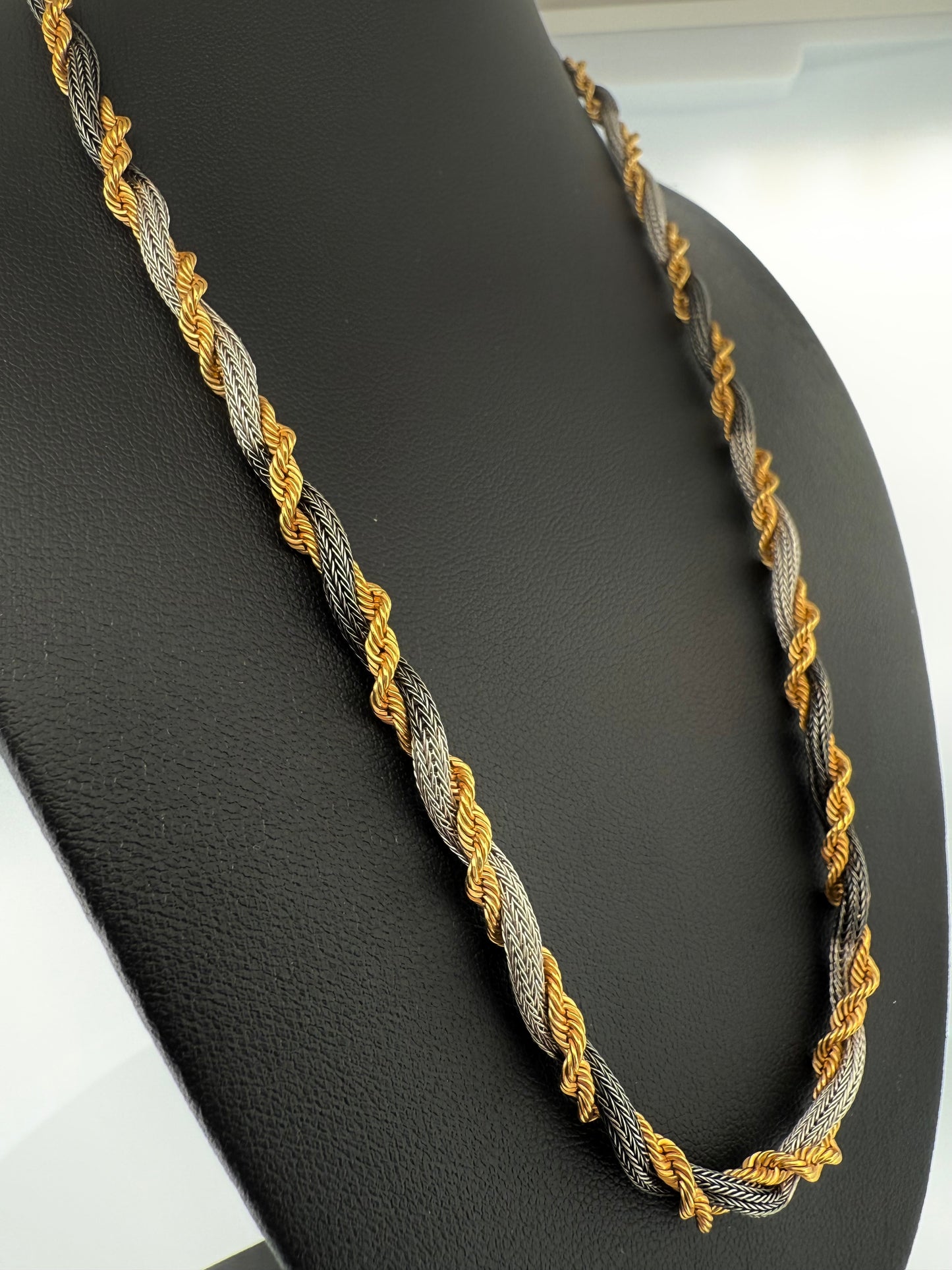 Halskette Gelb- & Weissgold 18k - Doraghe (Dreifarbig)