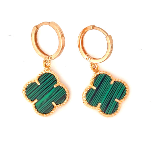 Ohrringe Gelbgold 18k - Barg-e Malachit (Malachitblätter)