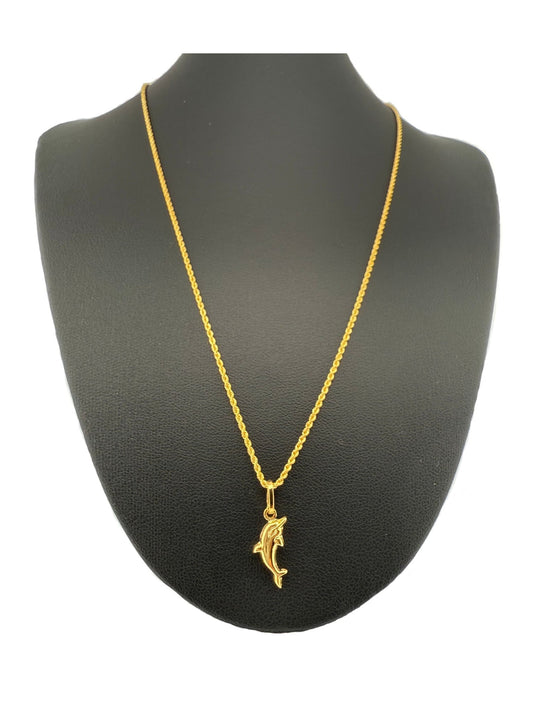 Halskette mit Anhänger Gelbgold 18k - Dolfin-e Tala (Goldener Delfin)